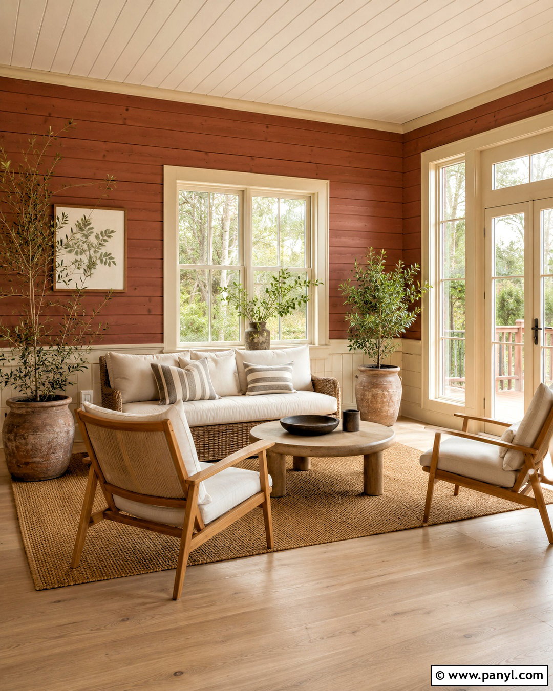 Terracotta Painted Knotty Pine Walls - 20 painted knotty pine walls before after ideas