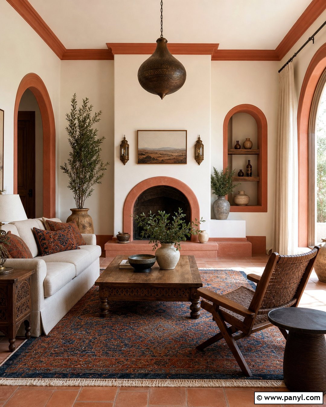 Terracotta Painted Trim With White Walls - 30 painted trim white walls