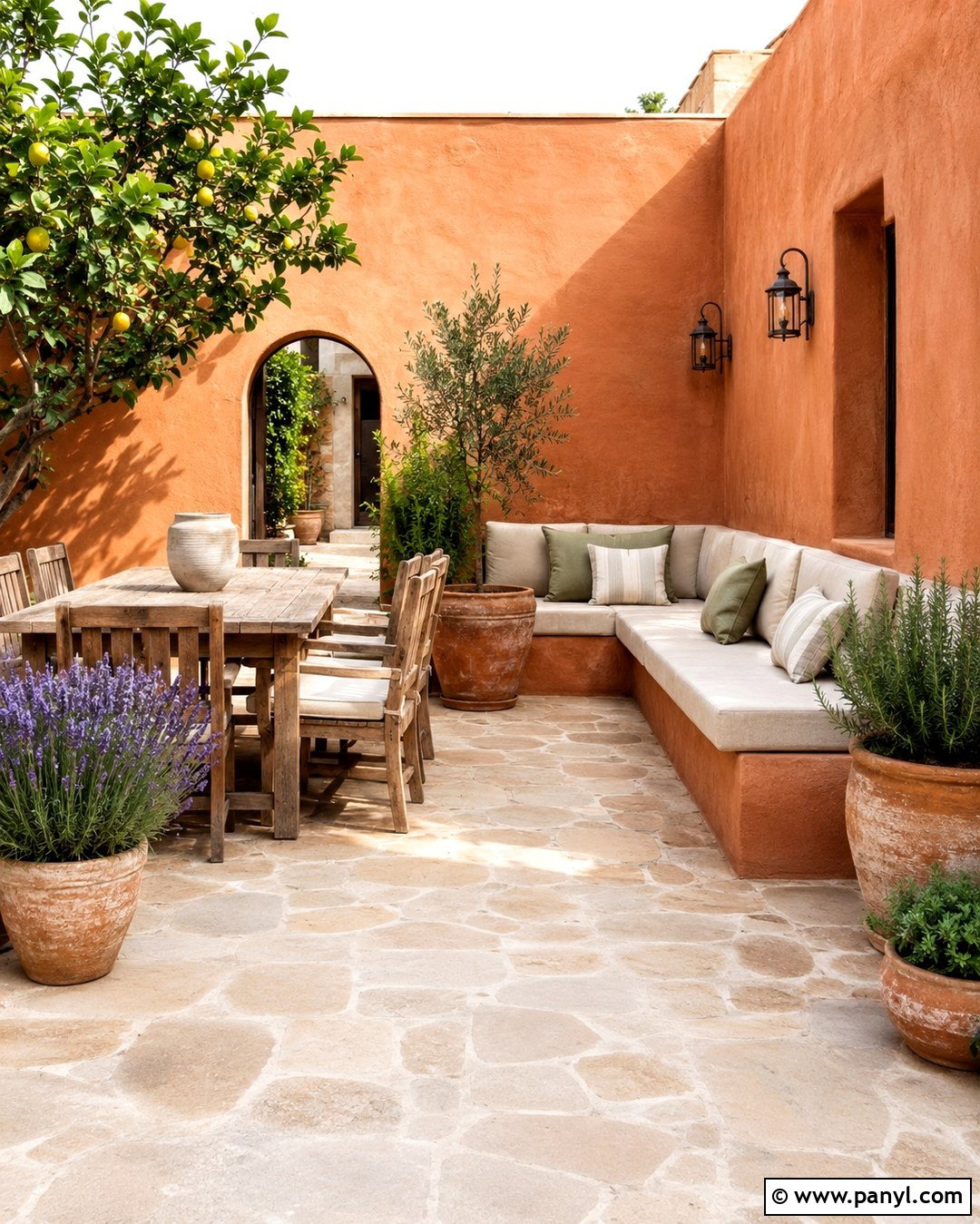 Terracotta Patio Wall - 20 Patio Wall Color Ideas