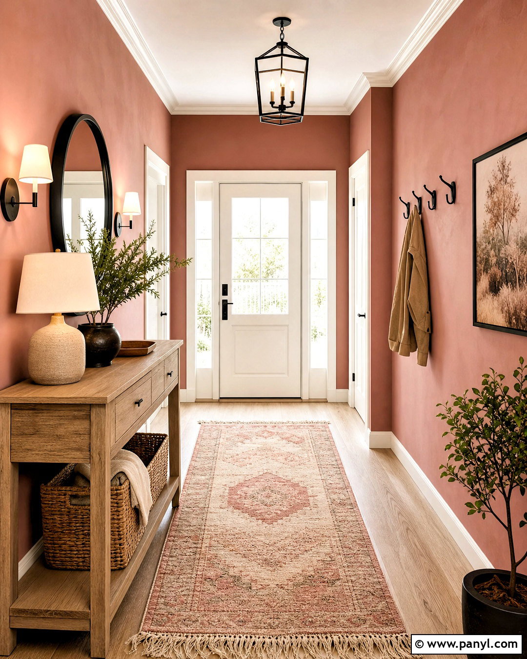 Terracotta Pink Entryway Wall - 20 pink wall painting ideas