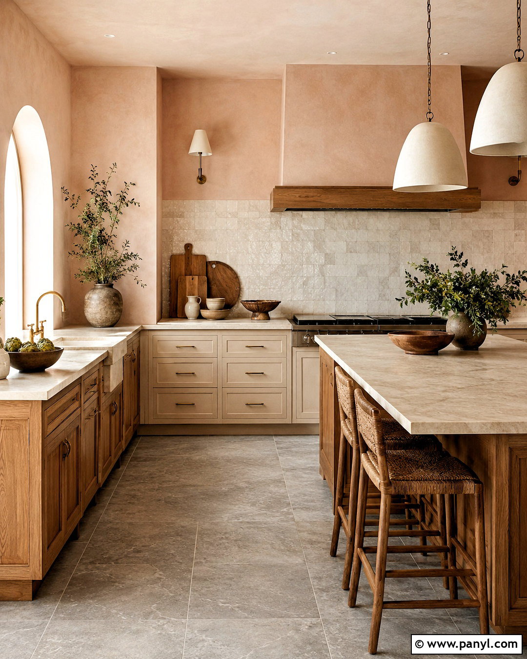 Terracotta Pink Limewash Kitchen - 40 Pink Limewash Wall Ideas