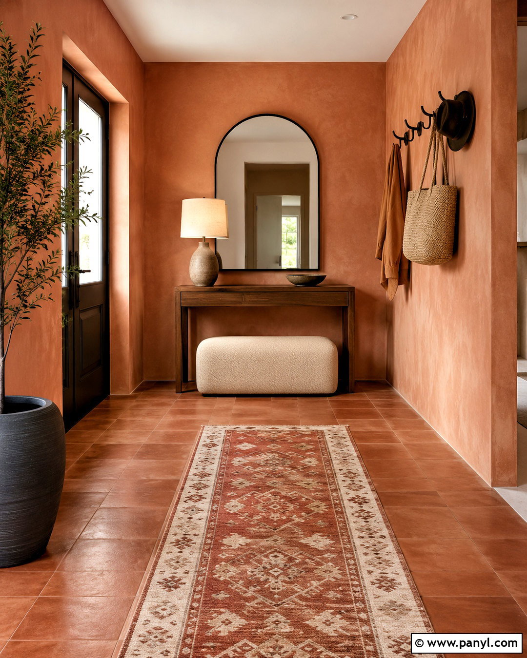 Terracotta Plaster Entryway - 20 plastering walls ideas