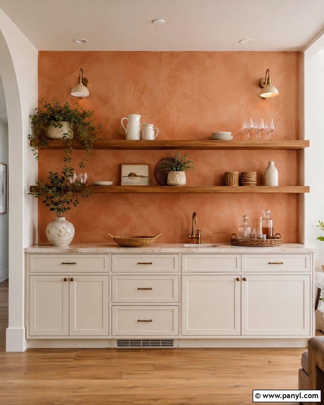 Terracotta Plaster Home Bar Accent Wall - 20 Home Bar Accent Wall Ideas