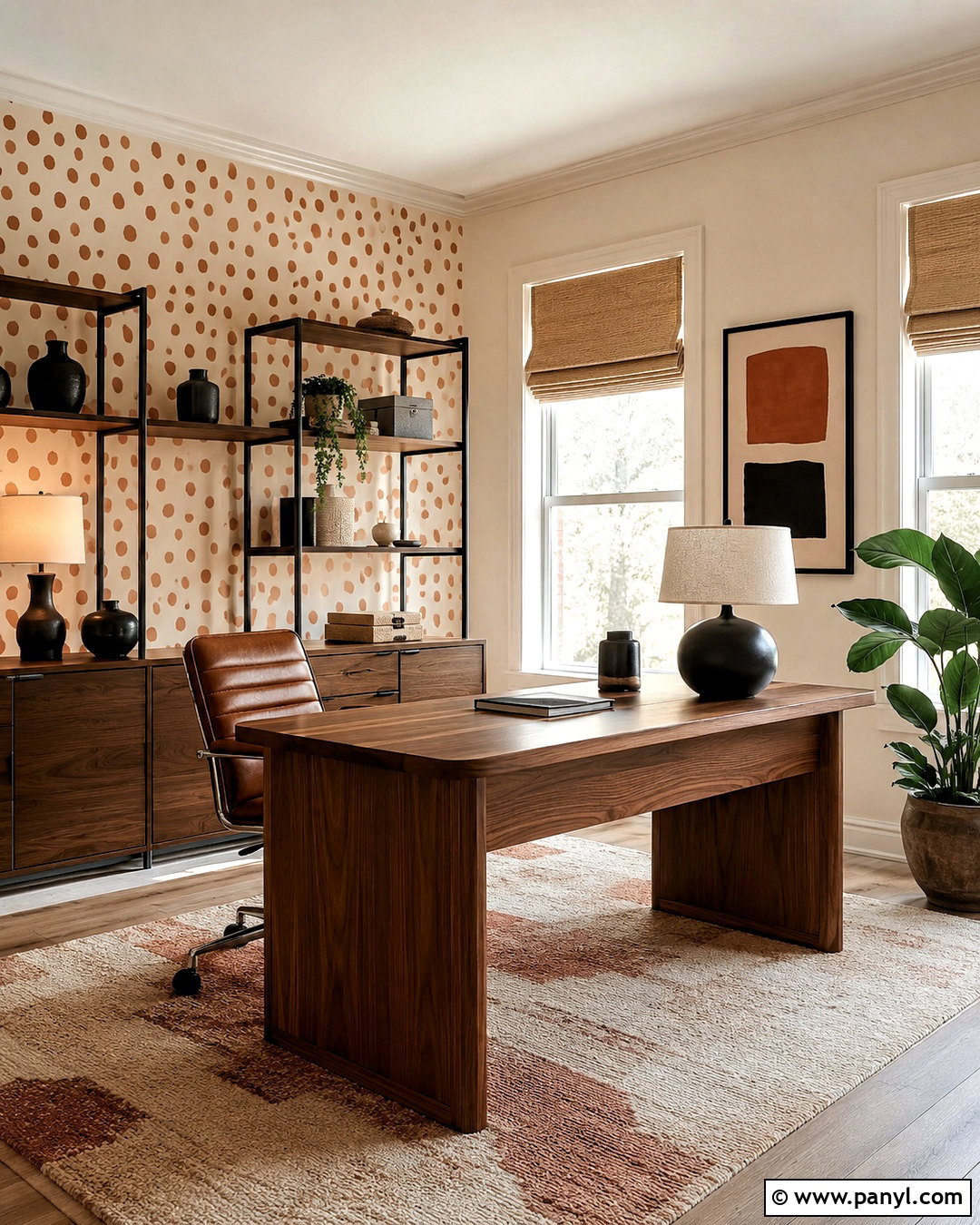 Terracotta Polka Dot Home Office - 20 polka dot pattern design ideas