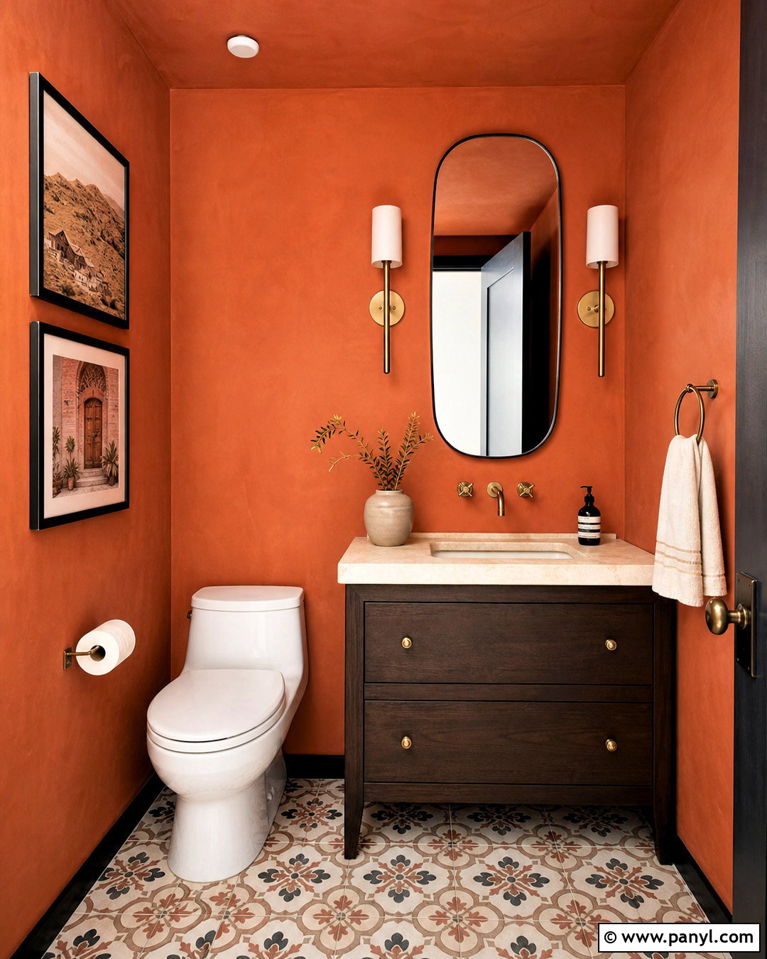 Terracotta Powder Room With Patterned Tile - 20 teracotta ideas interior ideas