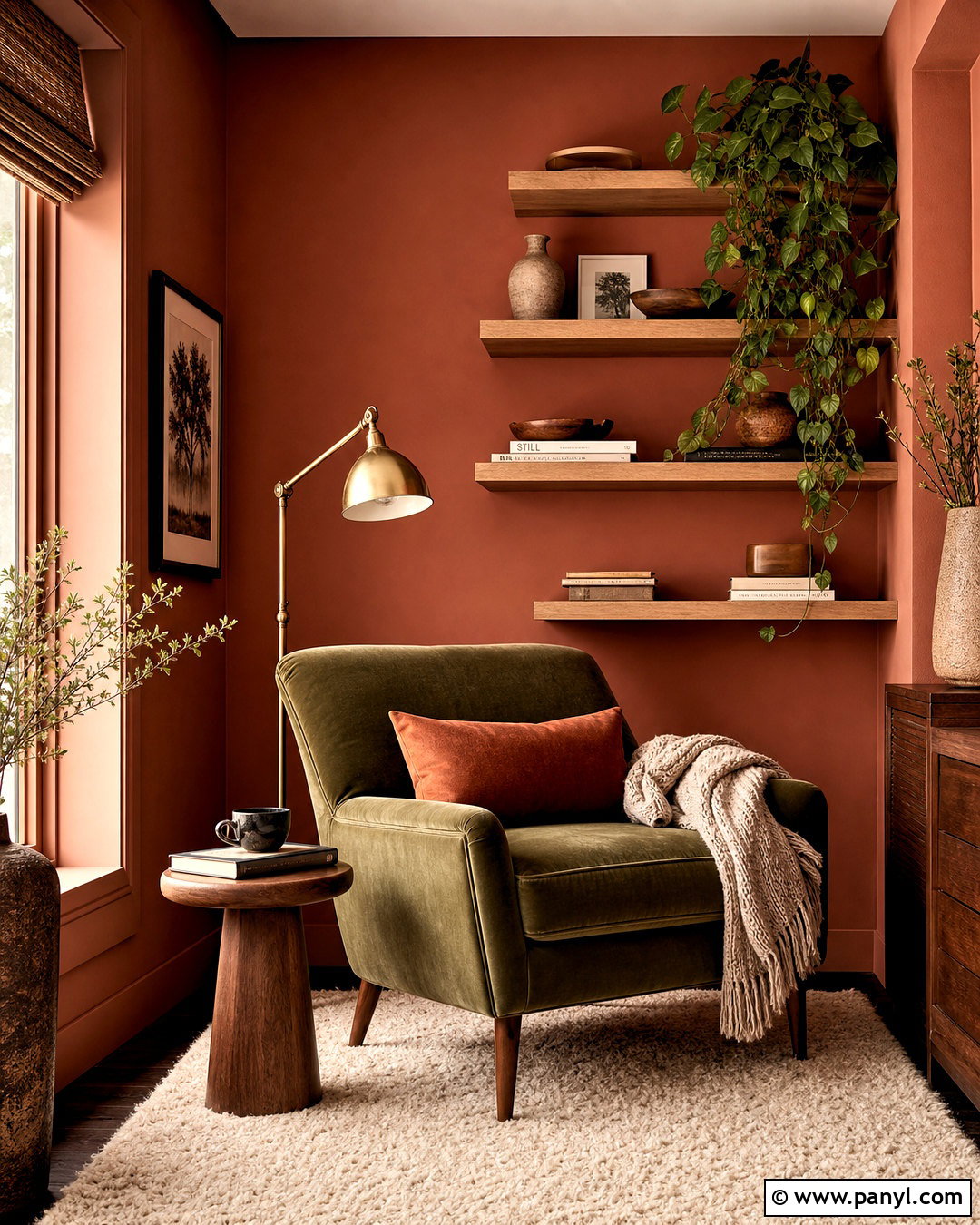 Terracotta Reading Nook With Olive Green - 20 teracotta ideas interior ideas