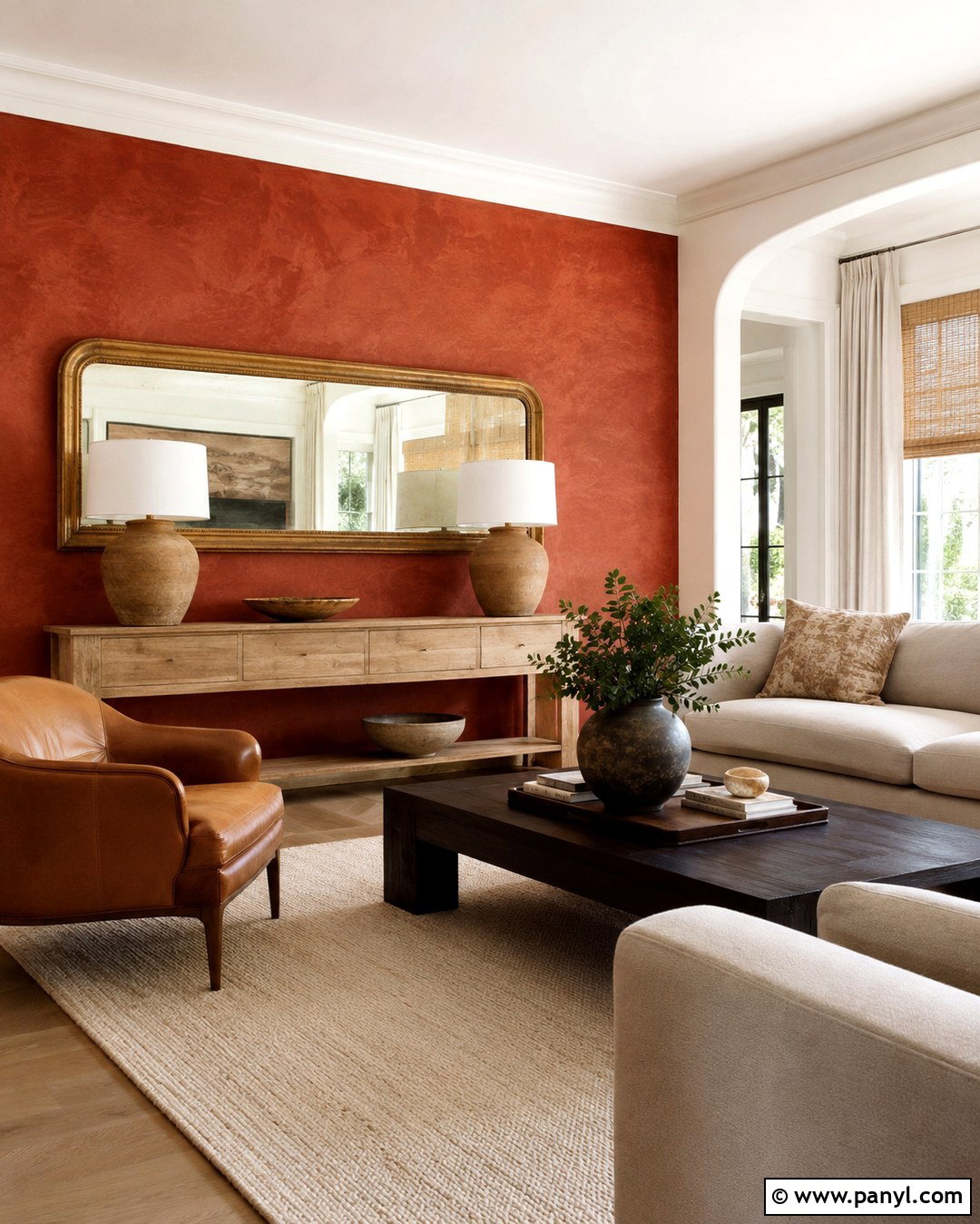 Terracotta Red And Aged Gold Wall - 20 Red And Gold Wall Ideas