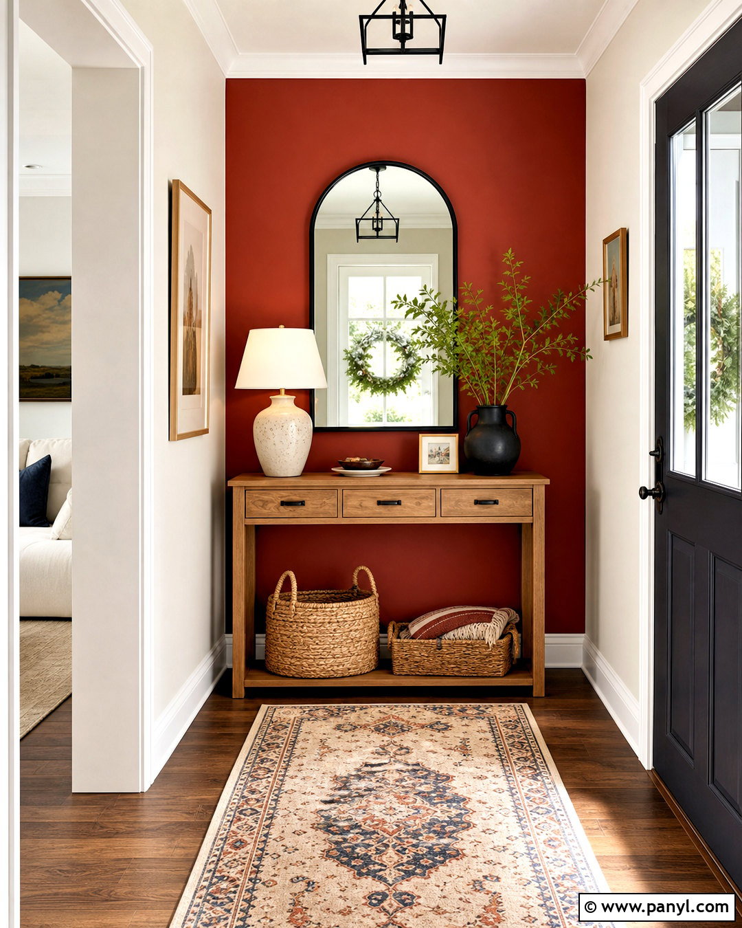 Terracotta Red Entryway Wall - 20 red wall design ideas