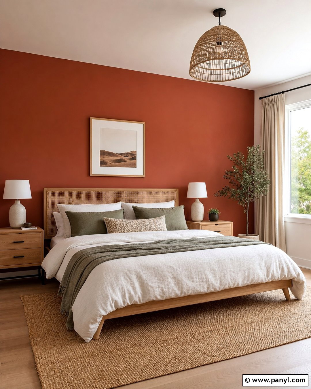Terracotta Red Feature Wall Bedroom - 35 red feature wall ideas