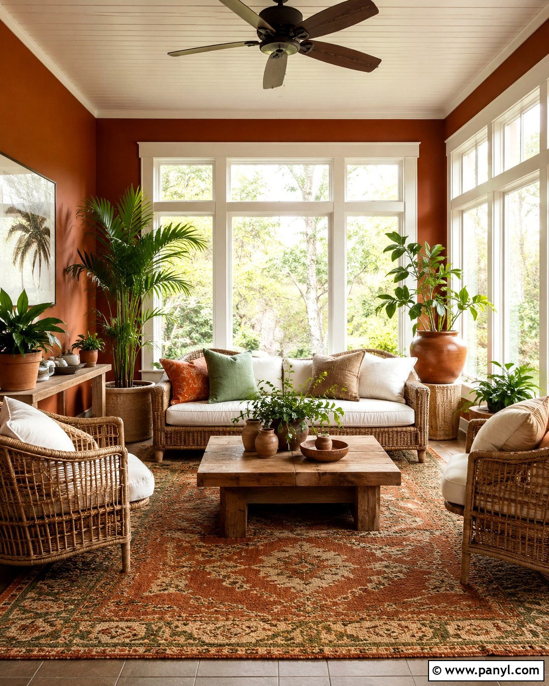 Terracotta Red Sunroom Wall - 20 Vibrant Red Wall Color Ideas