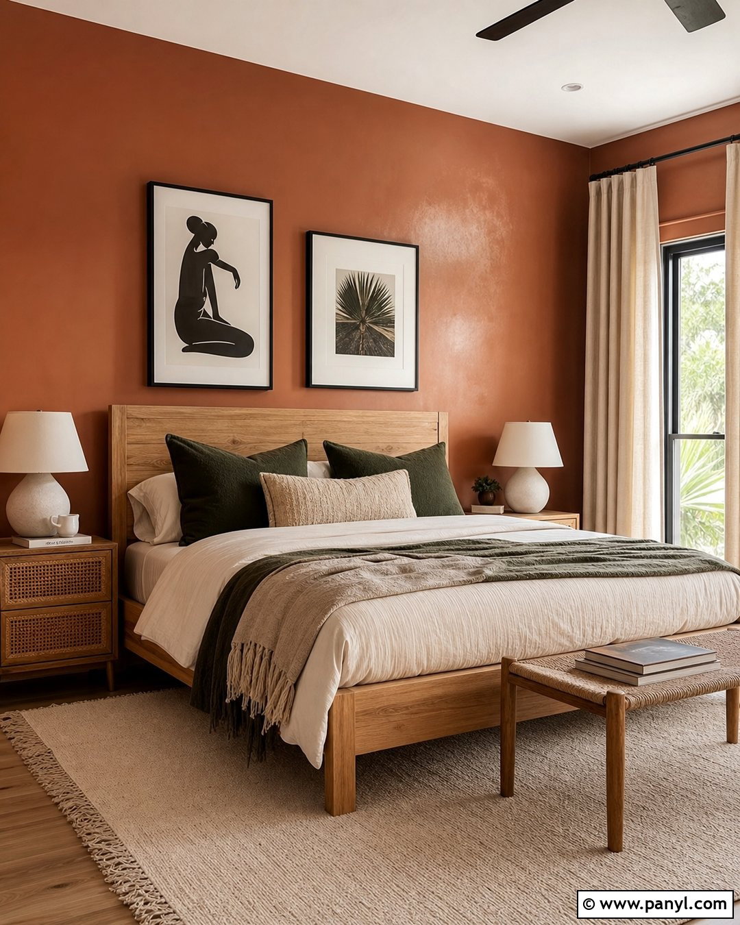 Terracotta Satin Bedroom Walls - 30 satin paint on walls