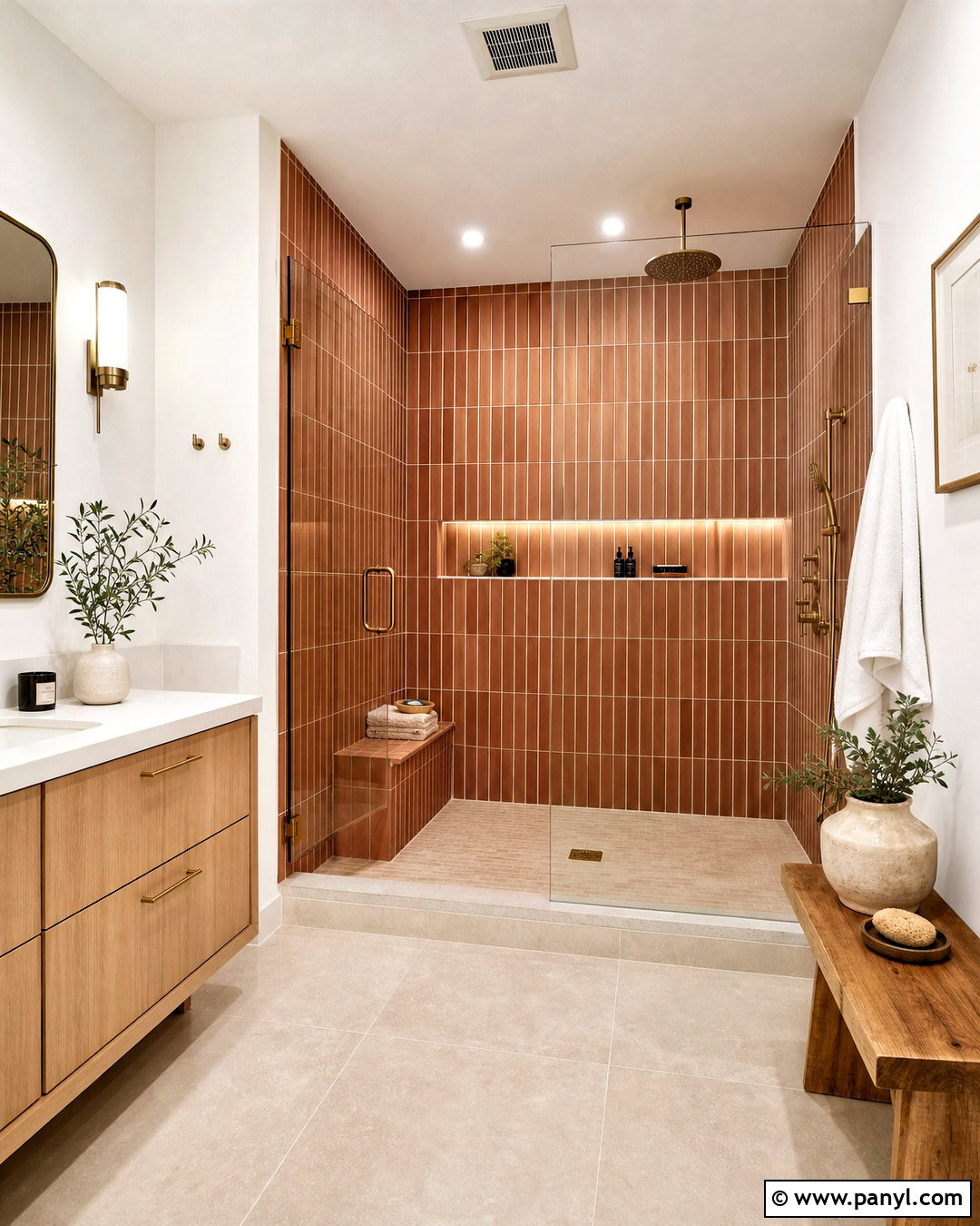Terracotta Shower Tile - 20 terracotta bathroom ideas