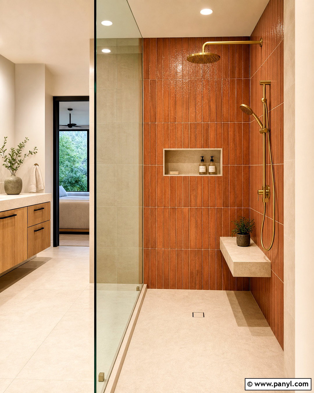 Terracotta Shower Wall - 20 terracotta wall tiles