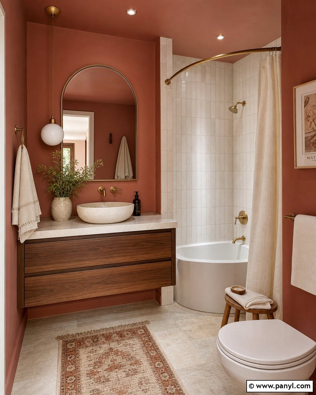 Terracotta Small Bathroom Walls - 25 Small Bathroom Wall Color Ideas
