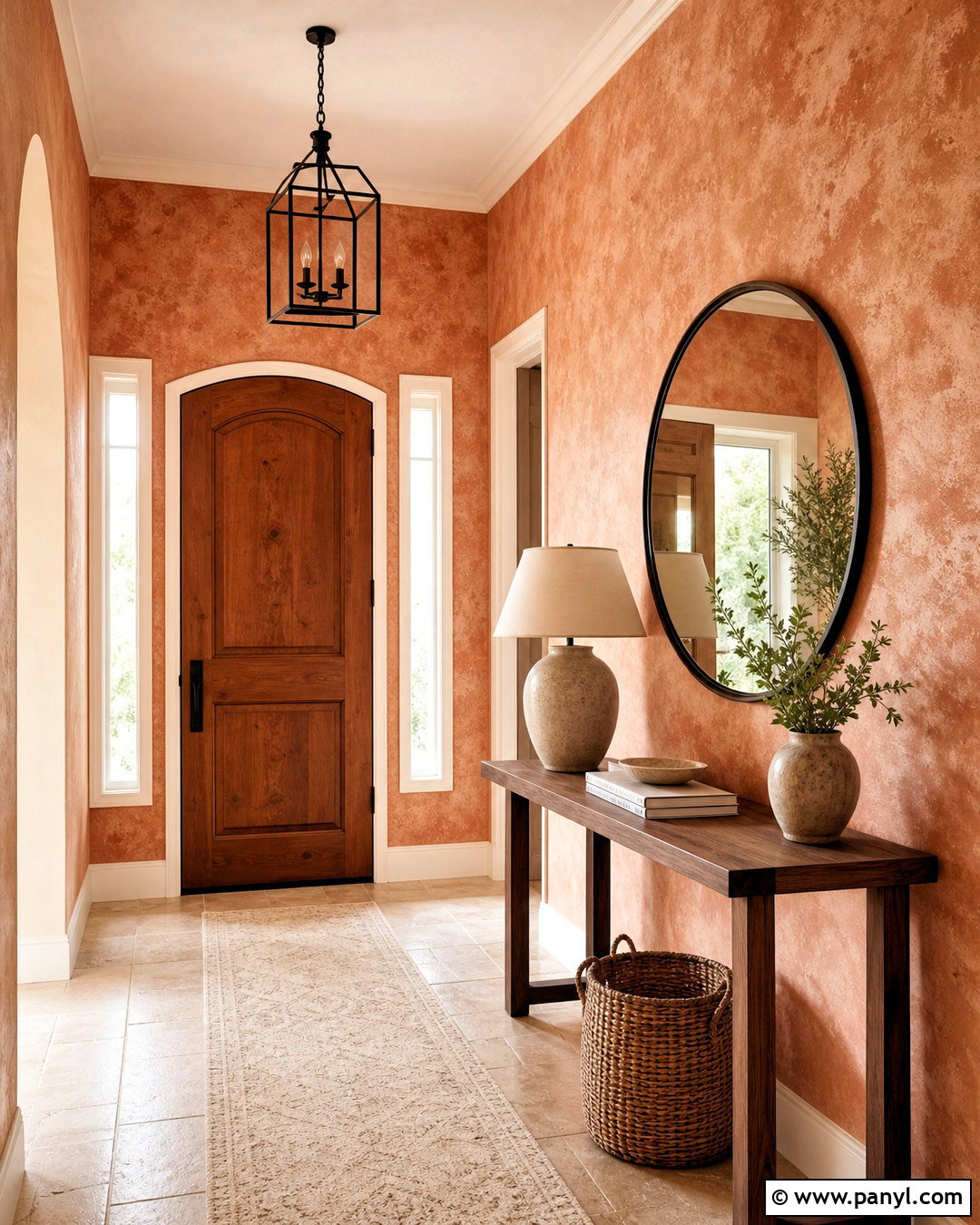 Terracotta Sponge Painted Entryway Wall - 20 sponge painting walls