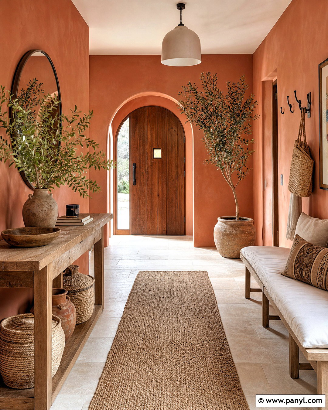 Terracotta Stone Wash Entryway - 20 stone wash wall ideas