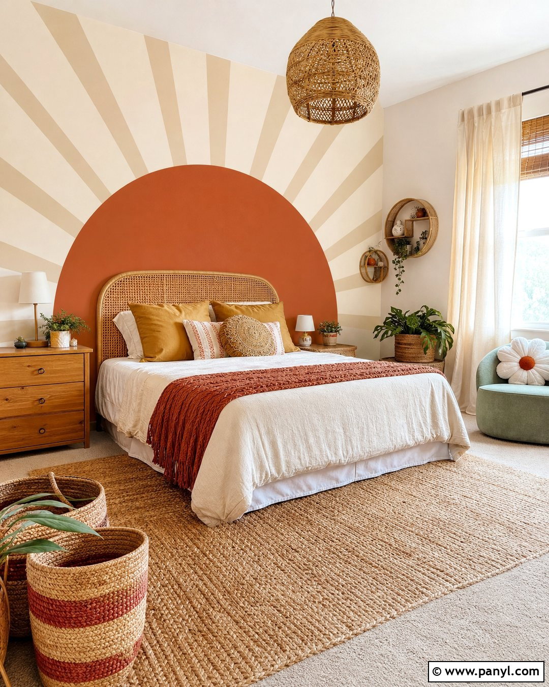 Terracotta Sun Accent Wall - 25 Girls Room Paint Ideas Accent Walls