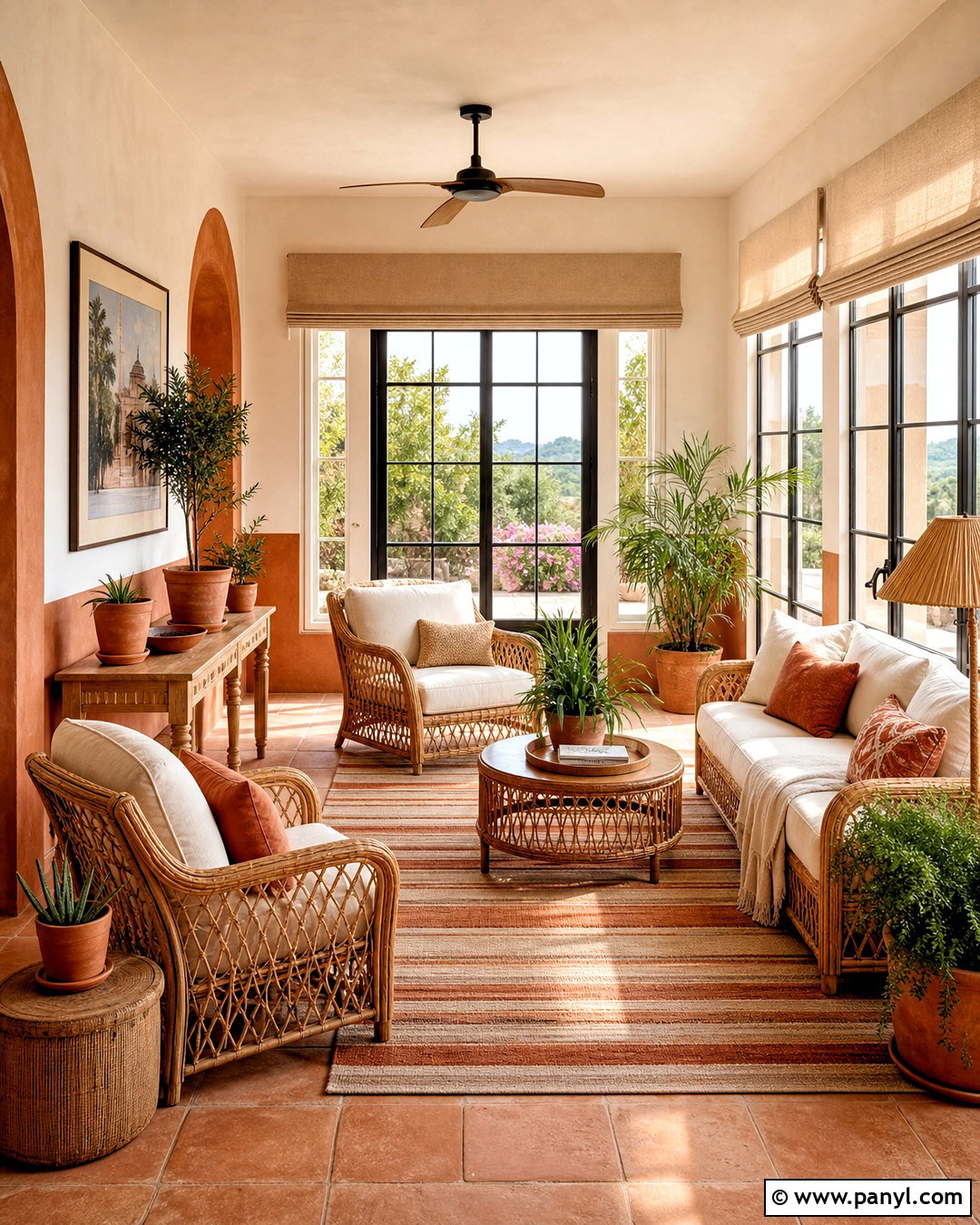 Terracotta Sunroom With Wicker Furniture - 20 teracotta ideas interior ideas