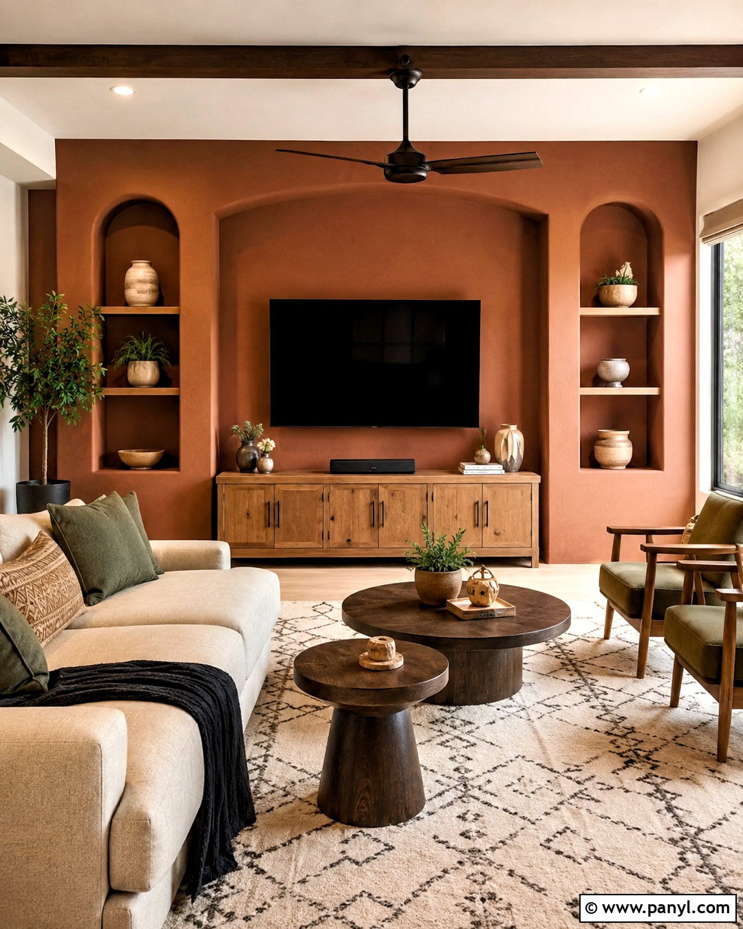 Terracotta TV Wall - 35 tv wall color ideas