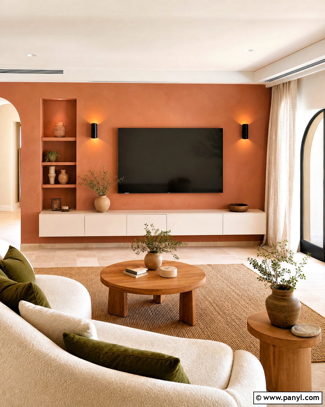 Terracotta TV Wall - 20 tv wall color ideas living room ideas