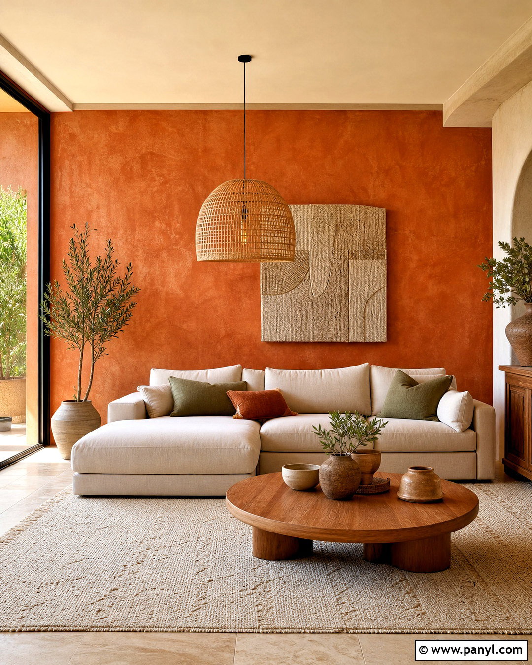 Terracotta Textured Wall - 20 orange wall decor ideas