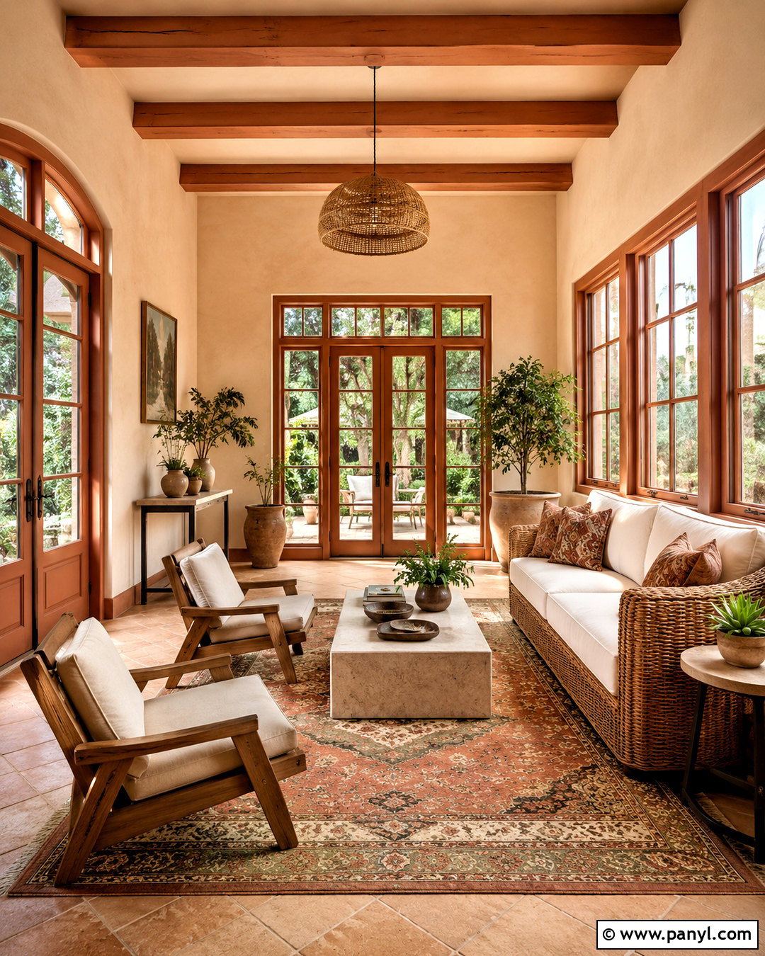 Terracotta Trim Sunroom - 20 non white trim interior ideas