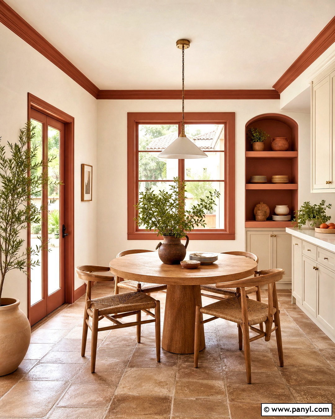 Terracotta Trim With Warm White Walls - 20 trim paint color ideas