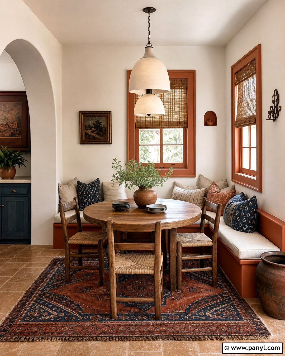 Terracotta Trim With White Walls - 25 White Wall Colored Trim Ideas