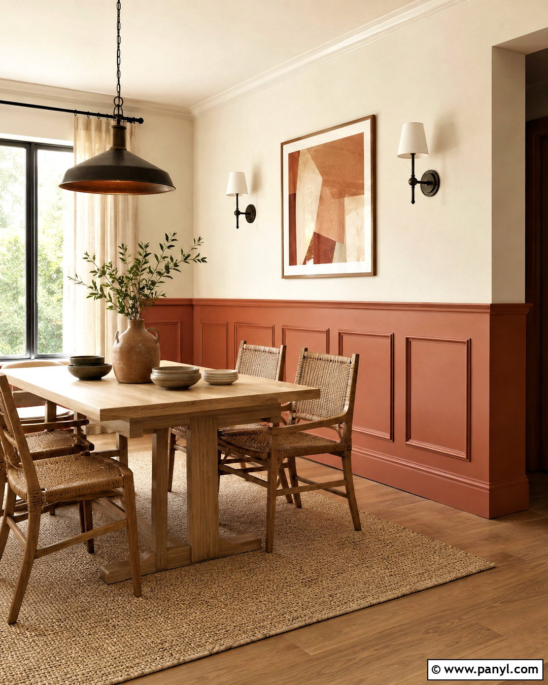 Terracotta Wainscoting With Cream Walls - 20 painted wainscoting ideas color schemes