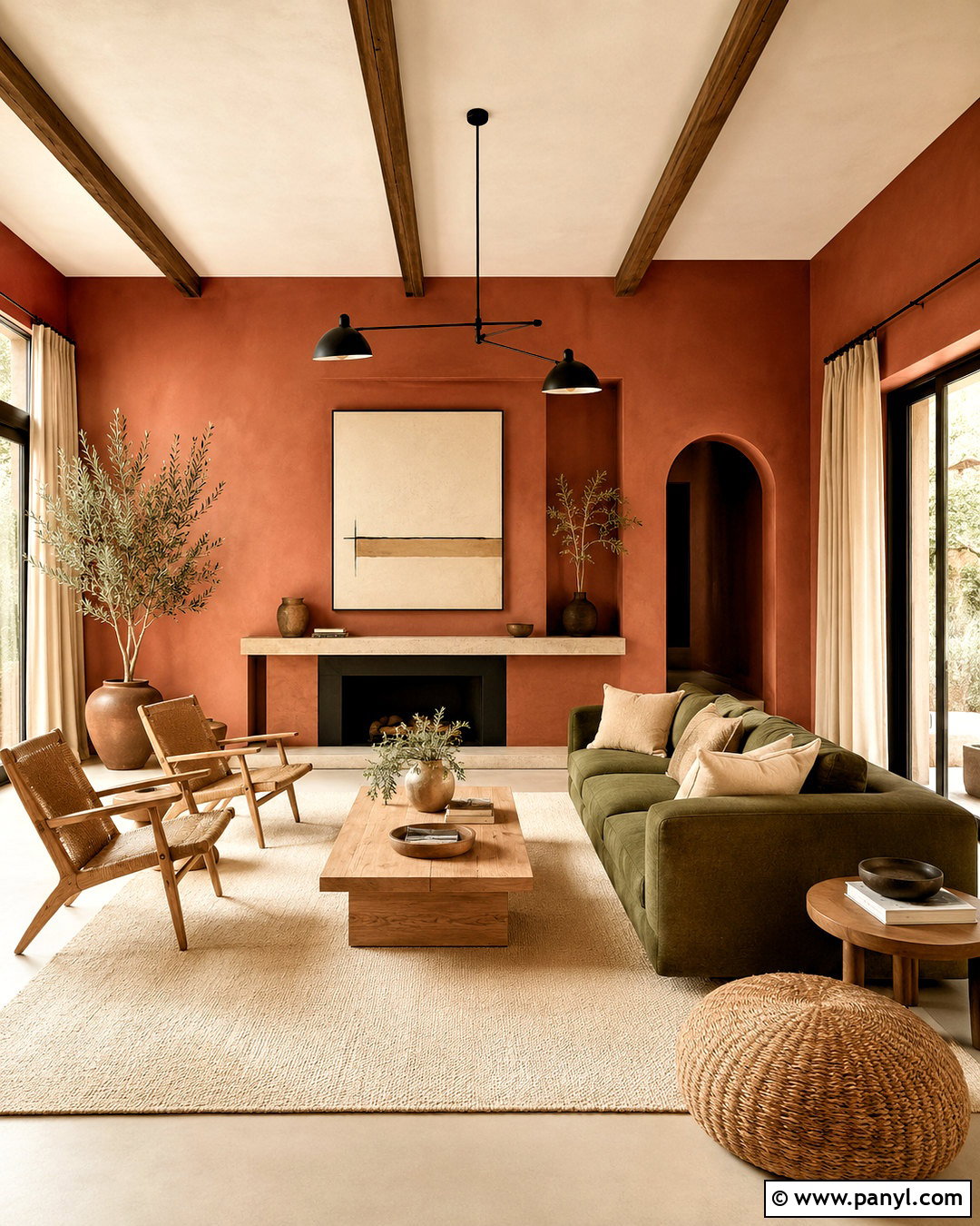 Terracotta Wall Color With Green Sofa - 35 Wall Color For Green Sofa Ideas