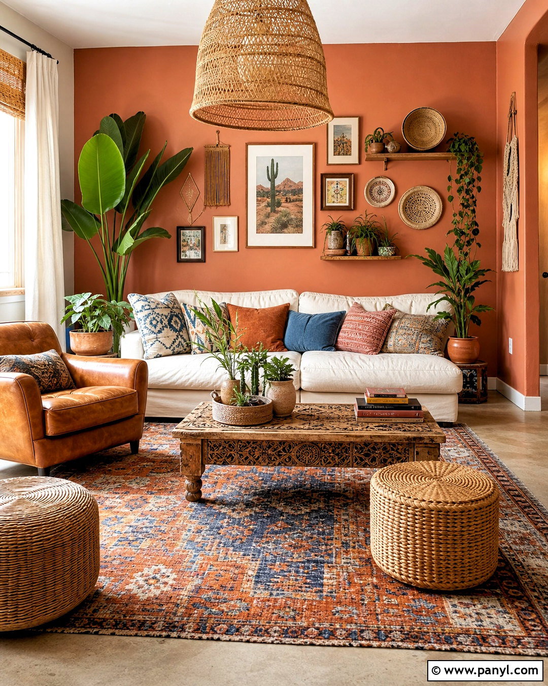 Terracotta Walls Boho Living Room - 20 terracotta walls living room ideas