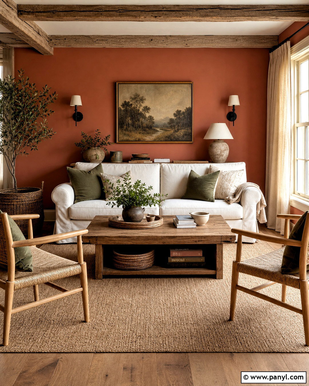 Terracotta Walls Farmhouse Living Room - 20 terracotta walls living room ideas