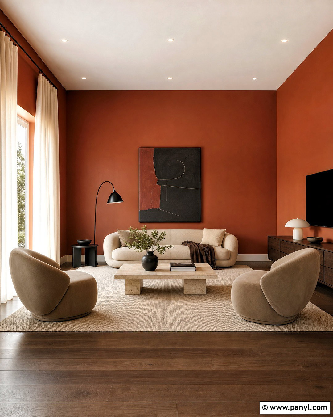 Terracotta Walls Modern Living Room - 20 terracotta walls living room ideas