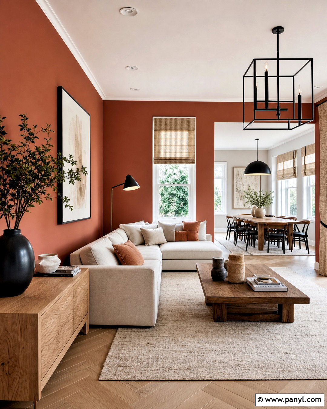 Terracotta Walls Open Concept Living Room - 20 terracotta walls living room ideas
