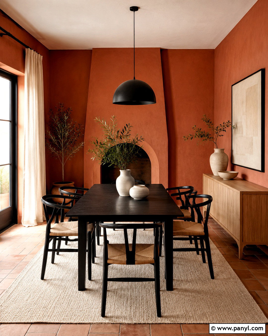 Terracotta Walls With Black Furniture - 20 Wall Colors That Go With Black Ideas