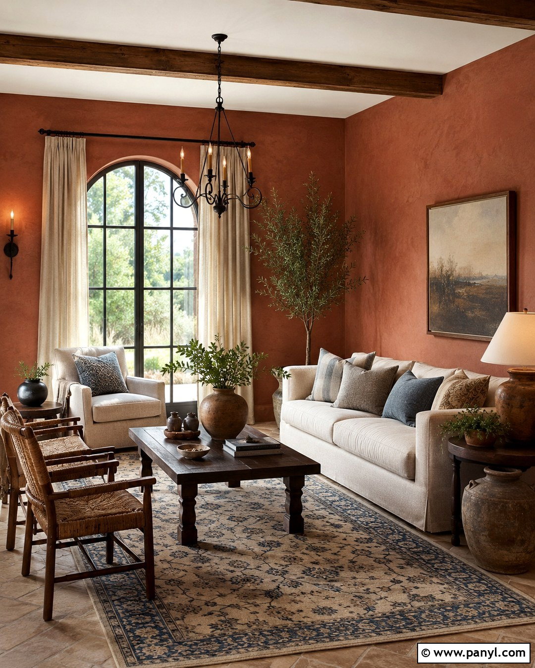 Terracotta Walls With Cream Baseboards - 20 Wall And Baseboard Color Combinations