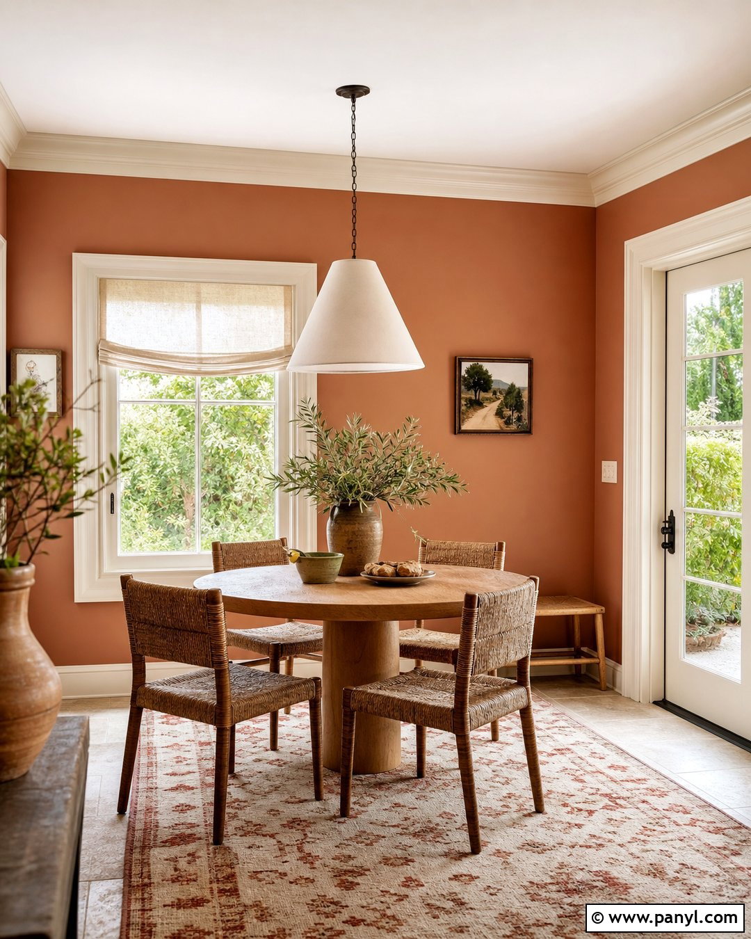 Terracotta Walls With Cream Trim - 25 Painted Baseboards And Trim Wall Colors