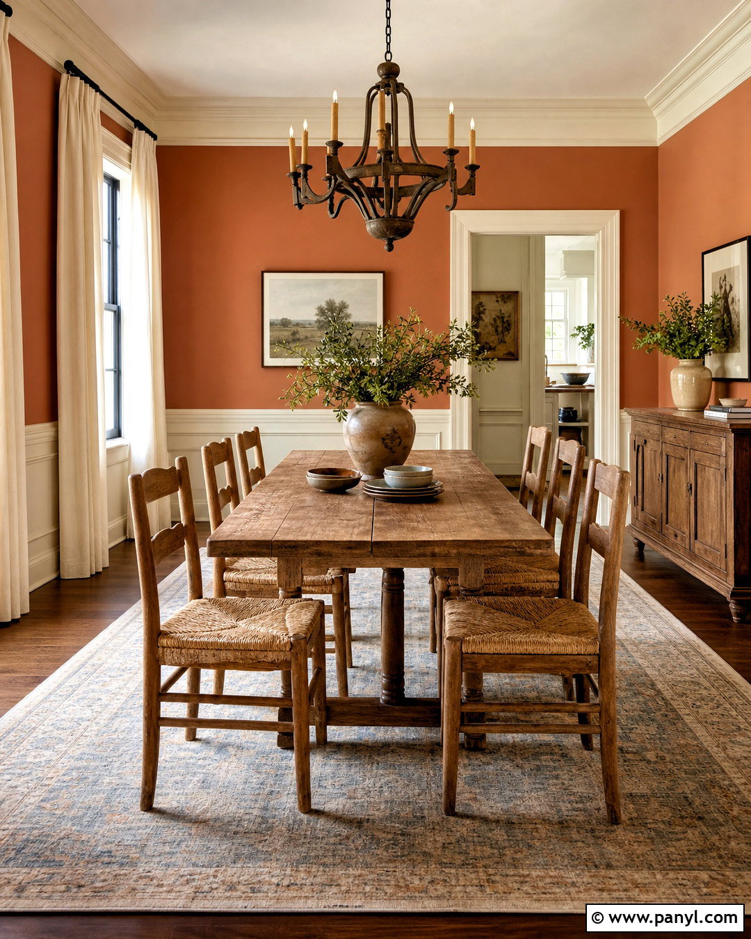 Terracotta Walls With Cream Trim - 20 wall and trim colors ideas