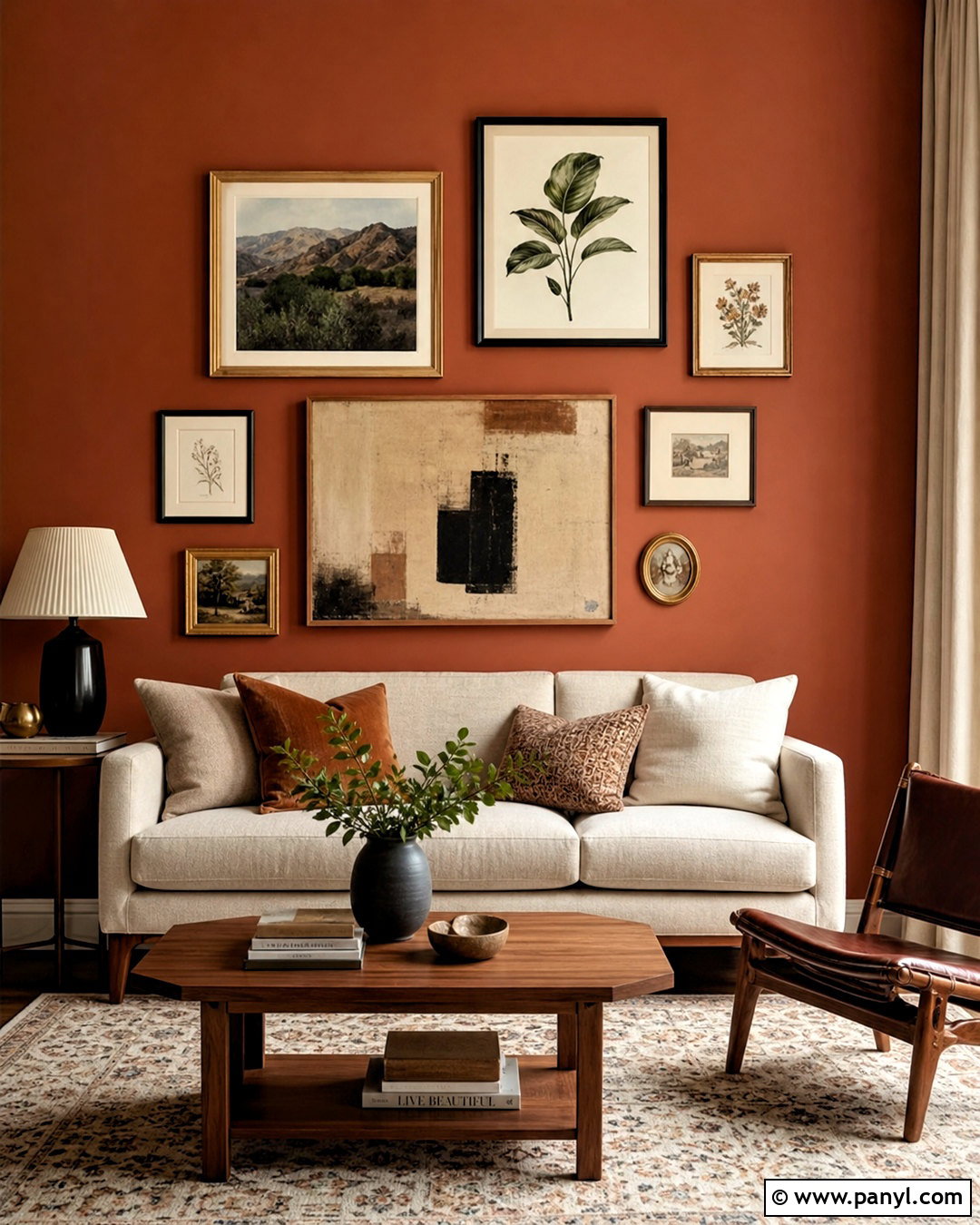 Terracotta Walls With Gallery Wall - 20 terracotta walls living room ideas