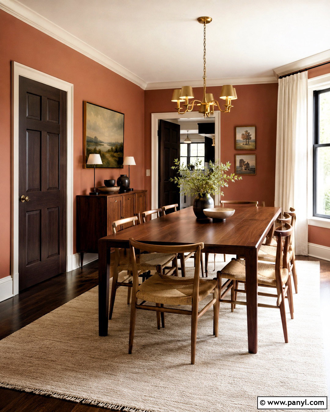 Terracotta Walls With Ivory Trim And Brown Doors - 20 Wall Trim And Door Colors
