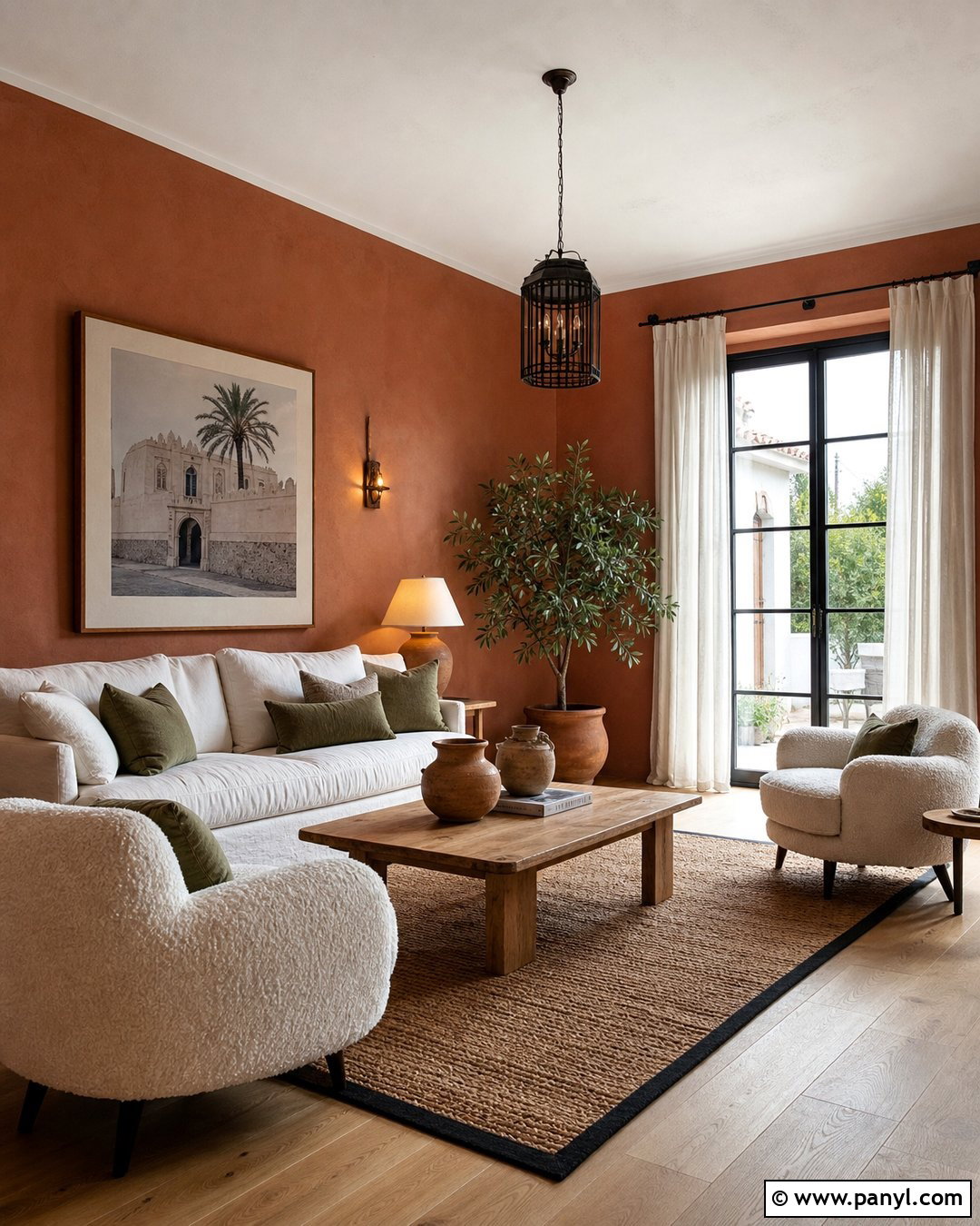 Terracotta Walls With Natural Oak Floors - 25 Wall Color Combination With Wooden Floor Ideas