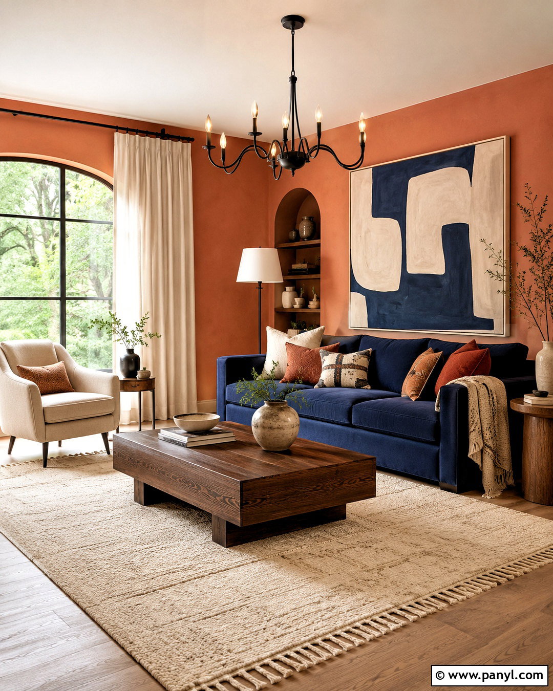 Terracotta Walls With Navy Blue Sofa - 20 Wall Color For Navy Blue Sofa Ideas