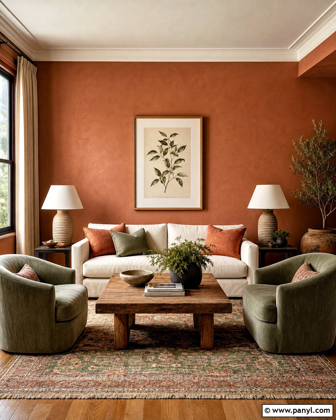 Terracotta Walls With Sage Green - 20 terracotta walls living room ideas