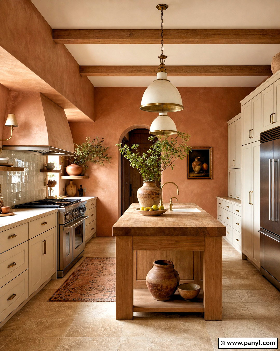 Terracotta Washed Kitchen - 20 washed wall paint effect ideas