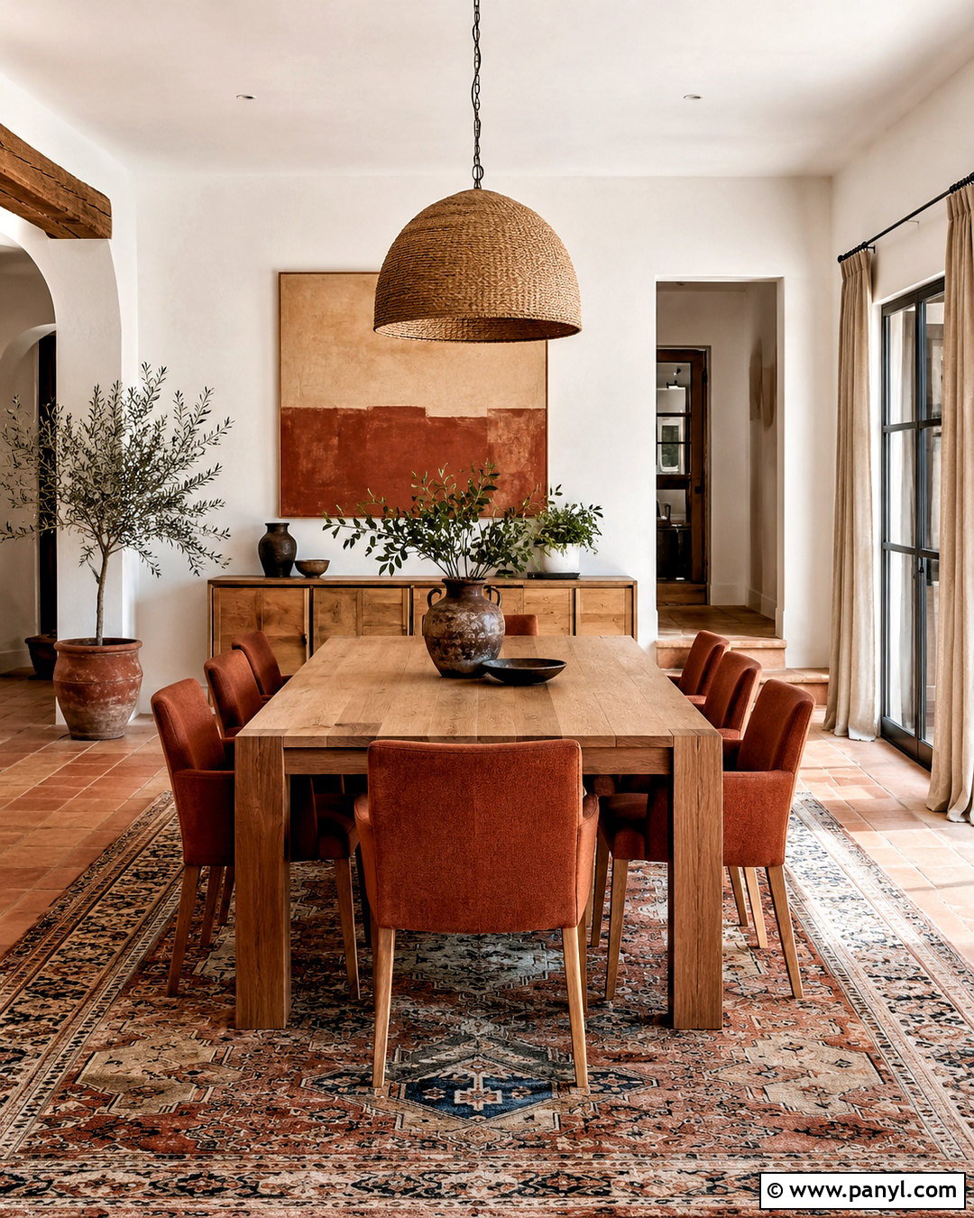Terracotta White Wall Dining Area - 20 White Wall Dining Area Ideas