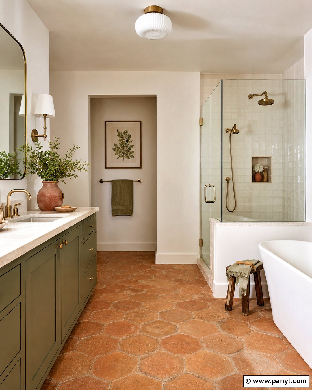 Terracotta and Olive Green Bathroom - 20 orange and green bathroom ideas