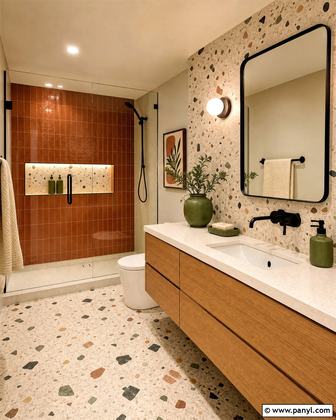 Terrazzo And Rust Bathroom Tile Combination - 20 tiles combination for bathroom ideas