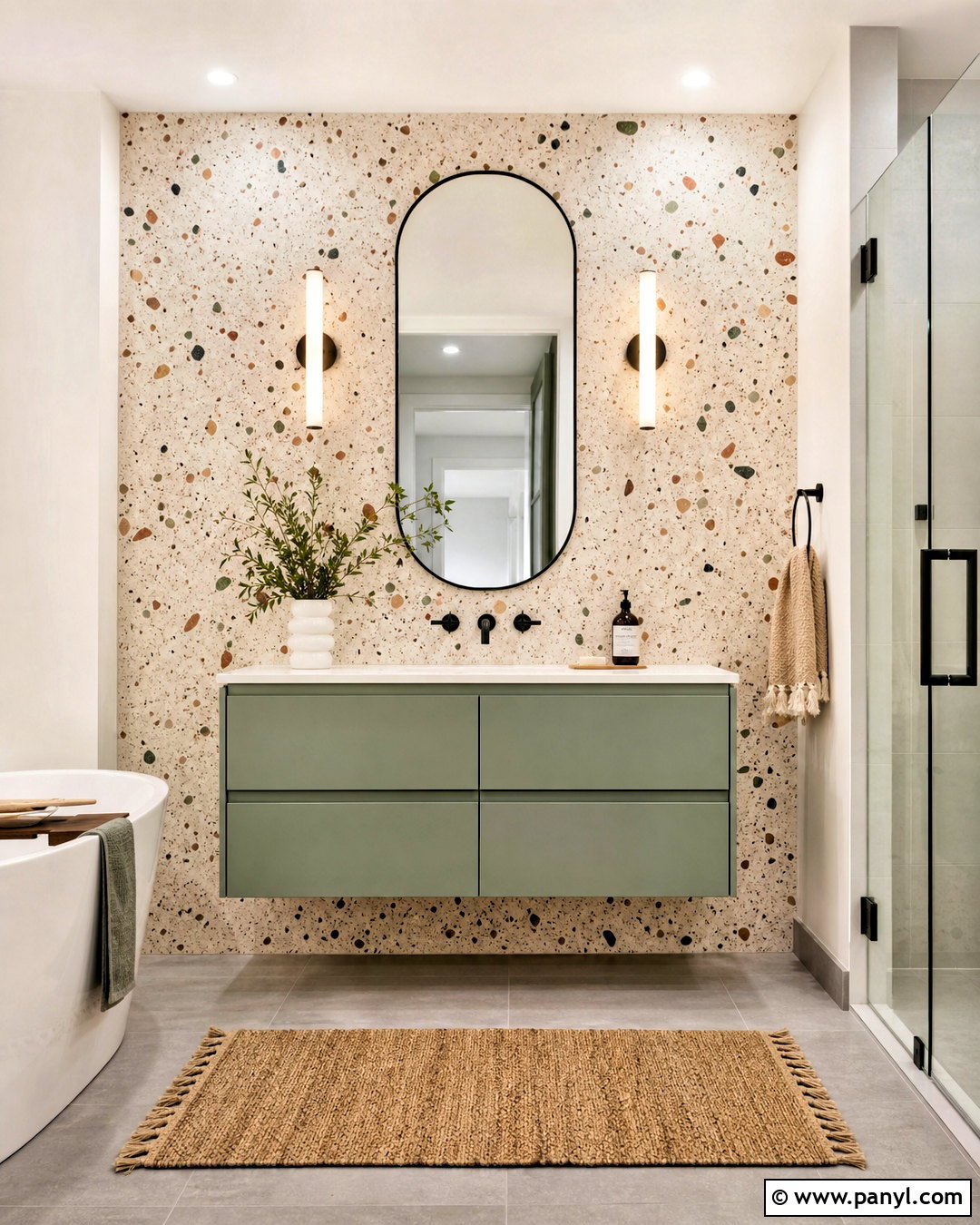 Terrazzo Bathroom Feature Wall - 20 bathroom feature wall ideas