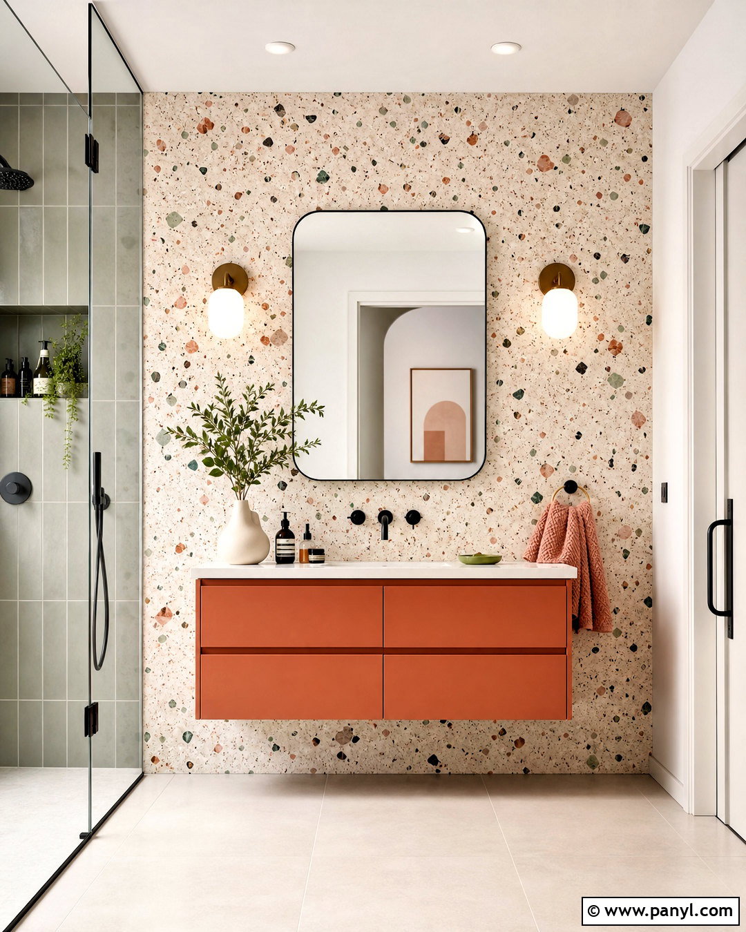 Terrazzo Bathroom Wall - 20 bathroom statement wall ideas