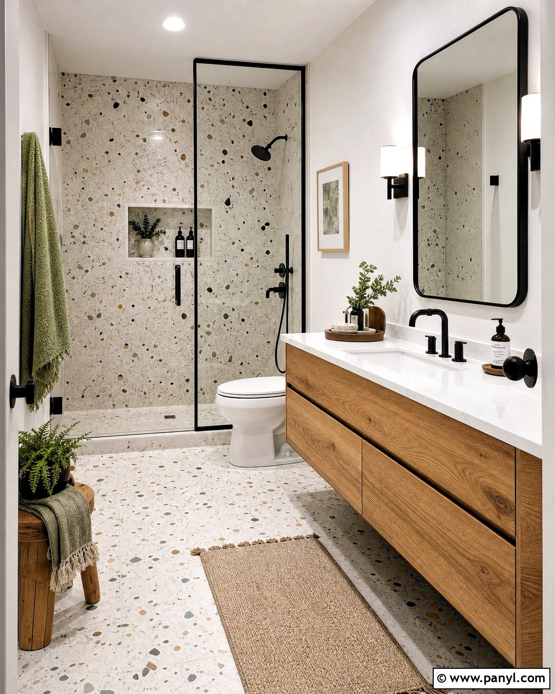 Terrazzo Bathroom With Black Accents - 20 bathroom with black accents